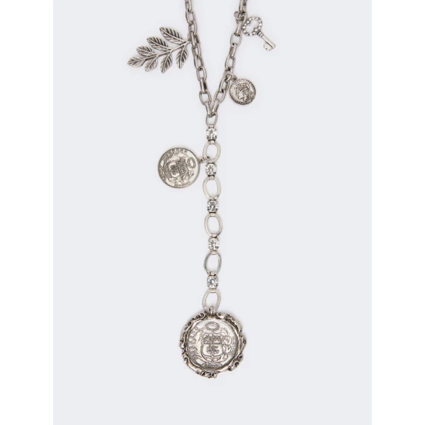 Max Mara Cantore Metal Chain Charm Necklace in Silver | Necklace | Coveti