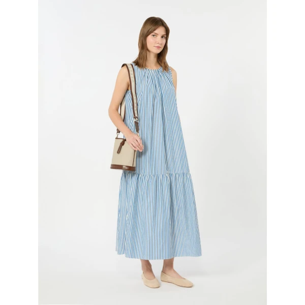 Max Mara Capo Long Cotton Poplin Dress in Cornflower Blue | Maxi Dresses | Coveti