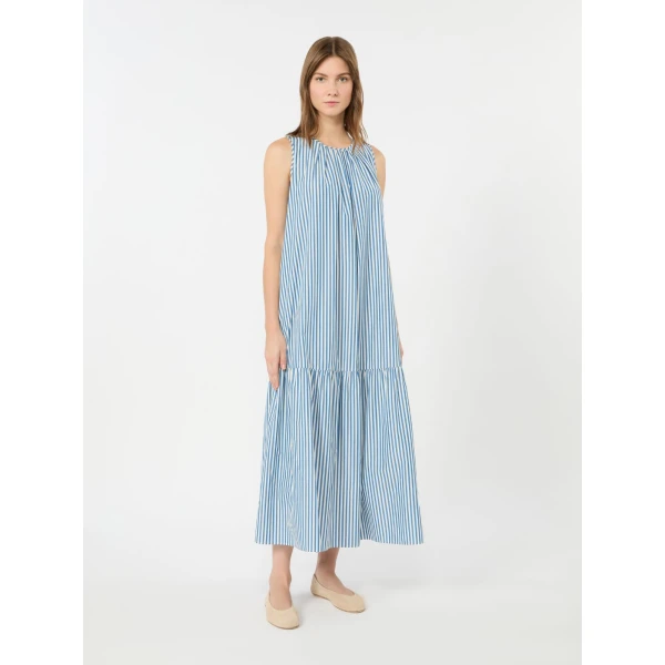 Max Mara Capo Long Cotton Poplin Dress in Cornflower Blue | Maxi Dresses | Coveti