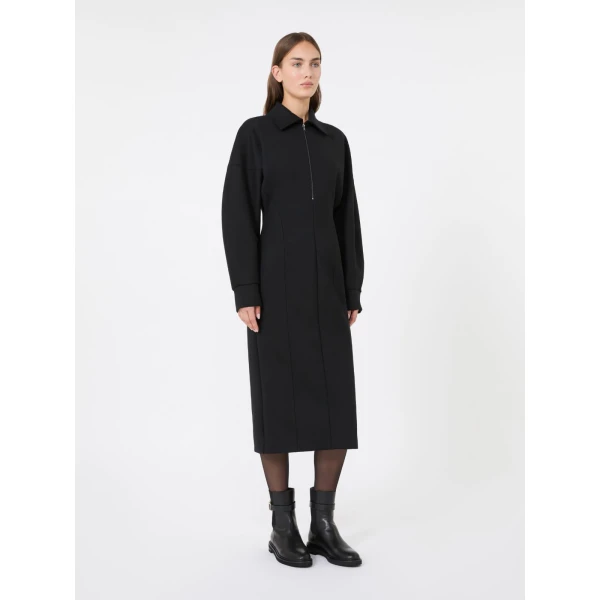 Max Mara Capo Wool and Lyocell Jersey Dress in Black | Maxi Dresses | Coveti