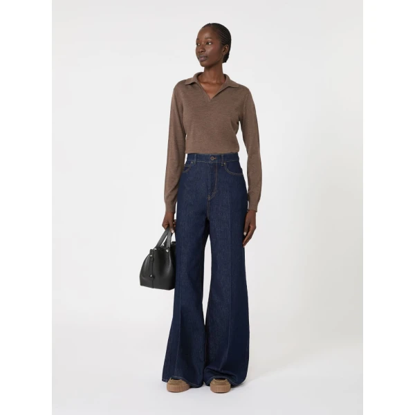 Max Mara Cappa Wool and Cashmere Polo Jumper in Marron Glace | Sweaters | Coveti