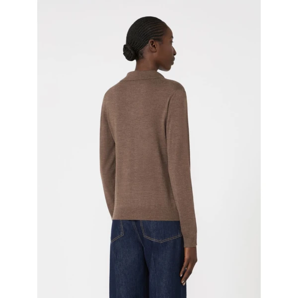Max Mara Cappa Wool and Cashmere Polo Jumper in Marron Glace | Sweaters | Coveti