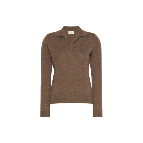Max Mara Cappa Wool and Cashmere Polo Jumper in Marron Glace | Sweaters | Coveti