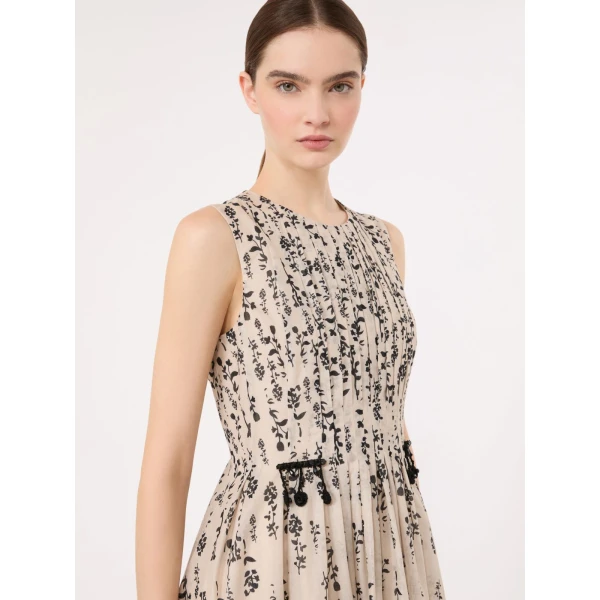 Max Mara Capsula Printed Cotton Voile Dress in Ecru | Midi Dresses | Coveti