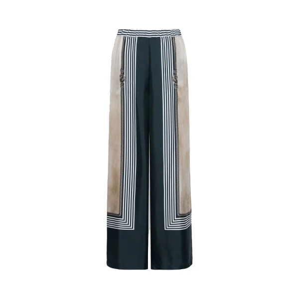 Carabo Wide-Fit Printed Silk Trousers in Ultramarine