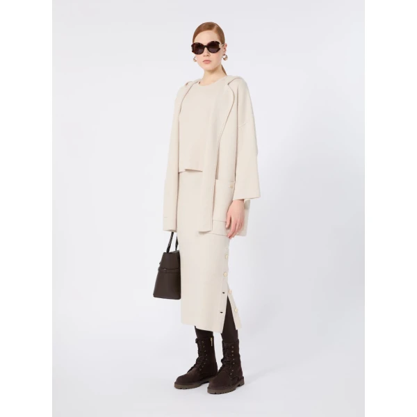Max Mara Carbone Wool and Cashmere Pencil Skirt in Beige | Pencil Skirts | Coveti