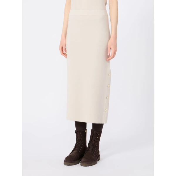 Max Mara Carbone Wool and Cashmere Pencil Skirt in Beige | Pencil Skirts | Coveti