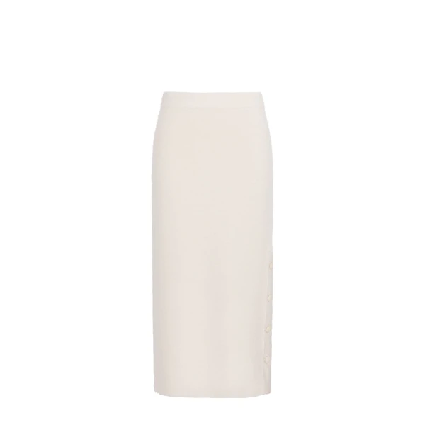 Carbone Wool and Cashmere Pencil Skirt in Beige