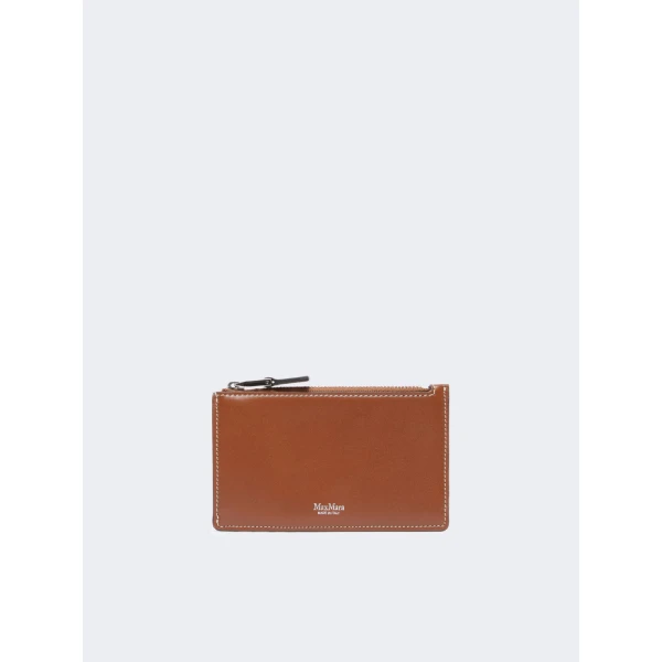Max Mara Cardholder Leather Card Holder in Amber Brown | Wallets & Purses | Coveti