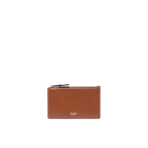 Max Mara Cardholder Leather Card Holder in Amber Brown | Wallets & Purses | Coveti