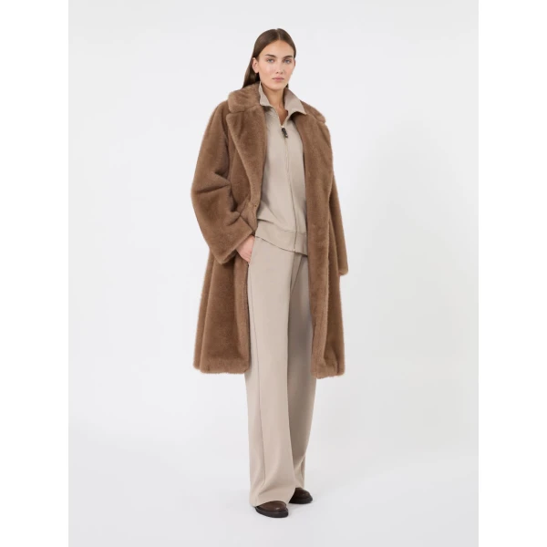 Max Mara Carezza Technical Cotton Zip Sweatshirt in Beige | Sweaters | Coveti