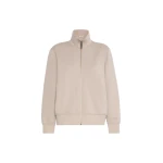 Max Mara Carezza Technical Cotton Zip Sweatshirt in Beige | Sweaters | Coveti