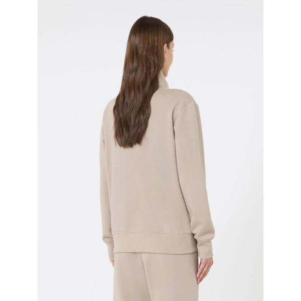Max Mara Carezza Technical Cotton Zip Sweatshirt in Beige | Sweaters | Coveti