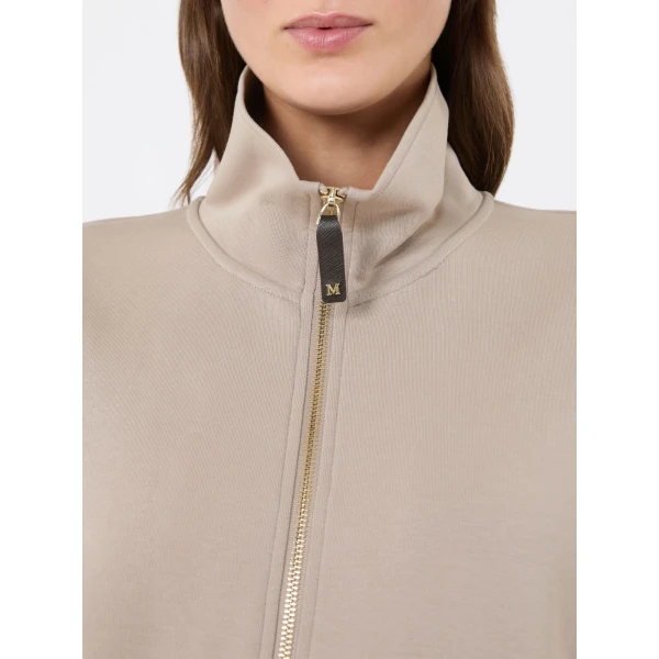 Max Mara Carezza Technical Cotton Zip Sweatshirt in Beige | Sweaters | Coveti