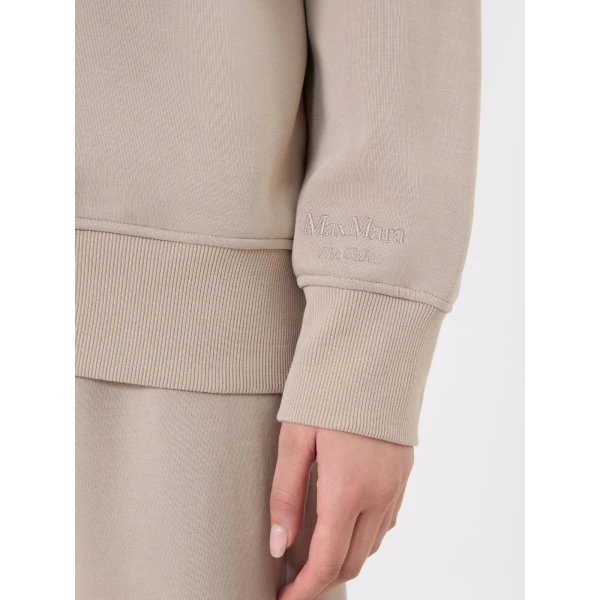 Max Mara Carezza Technical Cotton Zip Sweatshirt in Beige | Sweaters | Coveti