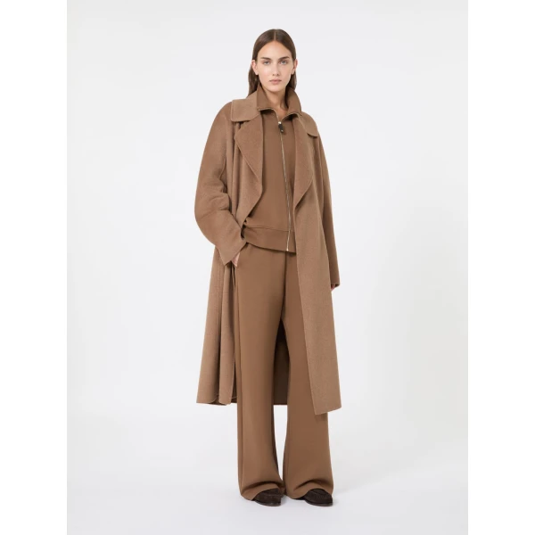 Max Mara Carezza Technical Cotton Zip Sweatshirt in Camel | Sweaters | Coveti