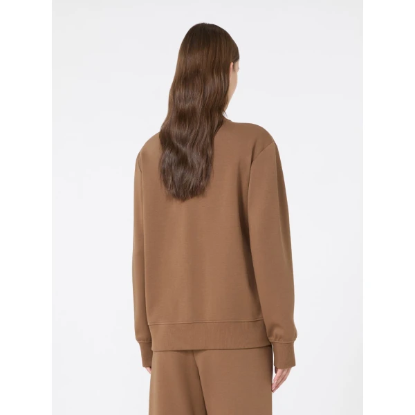 Max Mara Carezza Technical Cotton Zip Sweatshirt in Camel | Sweaters | Coveti