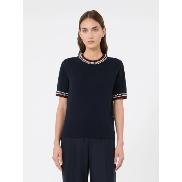 Max Mara Carina Wool Passementerie Sweater in Ultramarine | Sweaters | Coveti