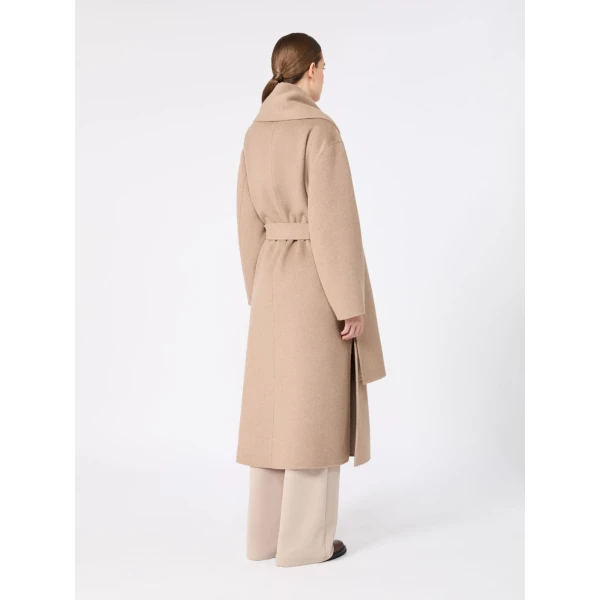 Max Mara Carisma Double Wool and Cashmere Robe Coat in Clay | Wool Coat | Coveti