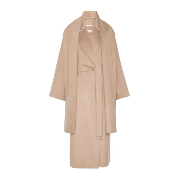 Max Mara Carisma Double Wool and Cashmere Robe Coat in Clay | Wool Coat | Coveti