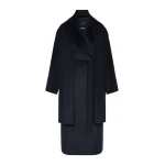 Max Mara Carisma Double Wool and Cashmere Robe Coat in Midnight Blue | Wool Coat | Coveti