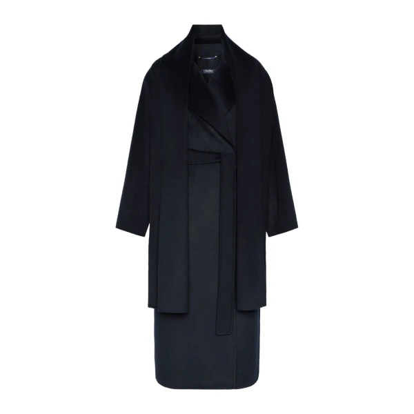 Carisma Double Wool and Cashmere Robe Coat in Midnight Blue