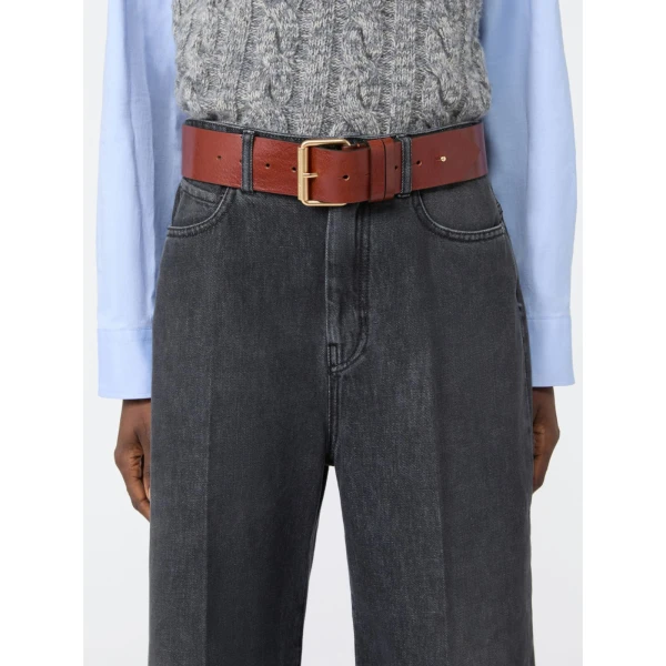 Max Mara Carnet Wide Leather Belt in Hazelnut Brown | Belts | Coveti