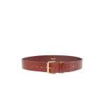 Max Mara Carnet Wide Leather Belt in Hazelnut Brown | Belts | Coveti