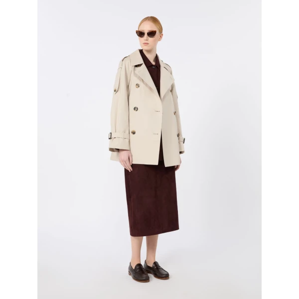 Max Mara Caroline Short Water-Repellent Twill Trench Coat in Beige | Trench Coat | Coveti