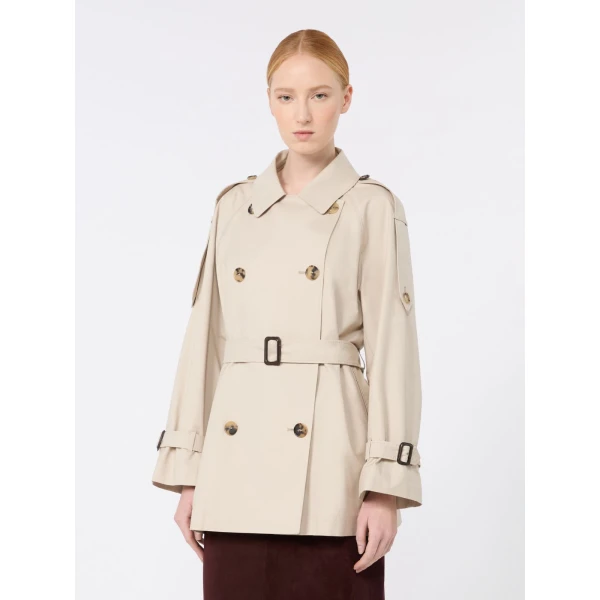 Max Mara Caroline Short Water-Repellent Twill Trench Coat in Beige | Trench Coat | Coveti