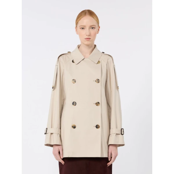 Max Mara Caroline Short Water-Repellent Twill Trench Coat in Beige | Trench Coat | Coveti