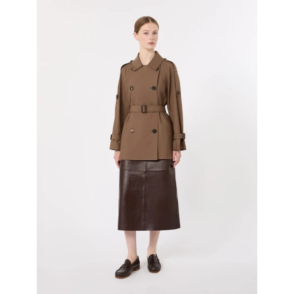 Max Mara Caroline Short Water-Repellent Twill Trench Coat in Brown | Trench Coat | Coveti