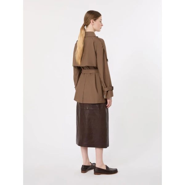 Max Mara Caroline Short Water-Repellent Twill Trench Coat in Brown | Trench Coat | Coveti