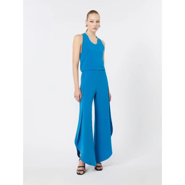 Max Mara Cartone Sleeveless Cady Jumpsuit in Ocean Blue | Jumpsuit | Coveti