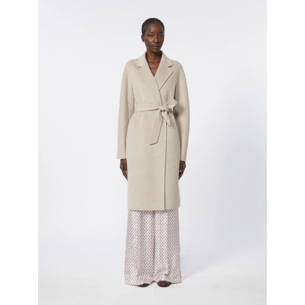 Max Mara Cashmere Robe Coat in Sand | Wool Coat | Coveti