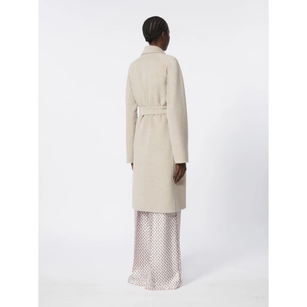 Max Mara Cashmere Robe Coat in Sand | Wool Coat | Coveti