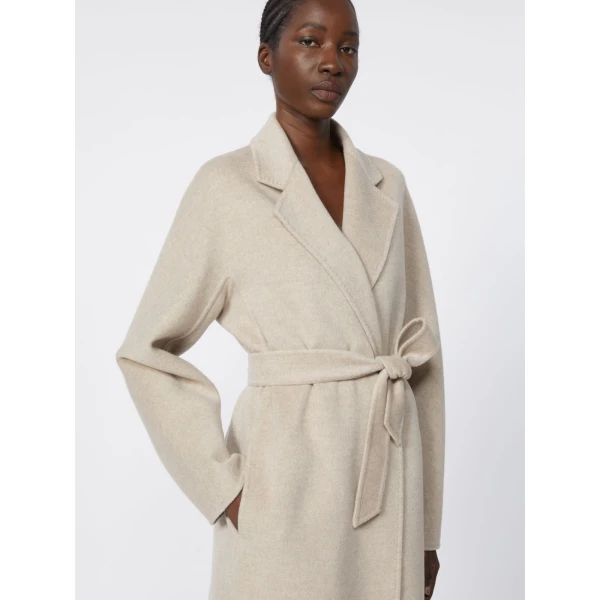 Max Mara Cashmere Robe Coat in Sand | Wool Coat | Coveti