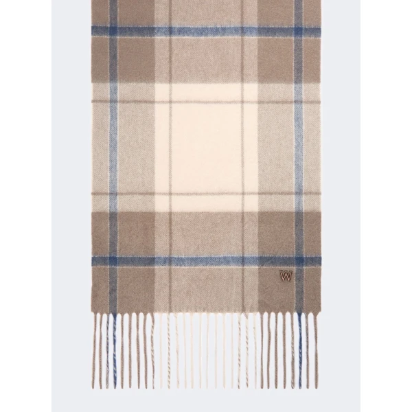 Max Mara Cashmere Tartan Jacquard Scarf in Brown | Scarves | Coveti