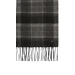 Max Mara Cashmere Tartan Jacquard Scarf in Dark Grey | Scarves | Coveti