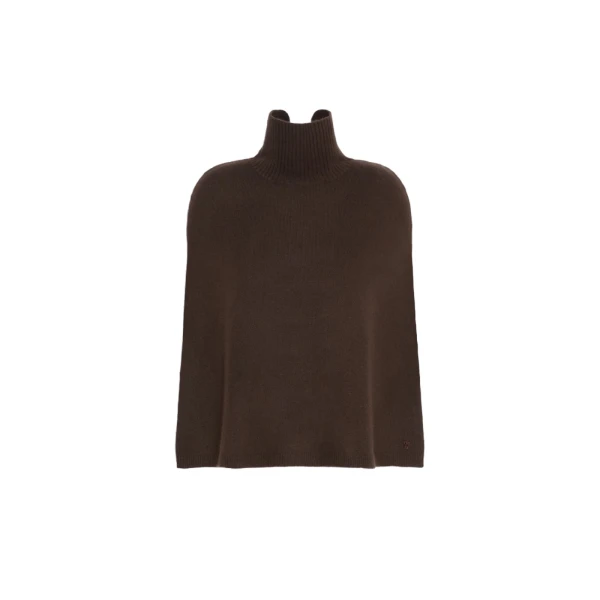 Max Mara Cashmere Turtleneck Cape in Brown | Coats | Coveti
