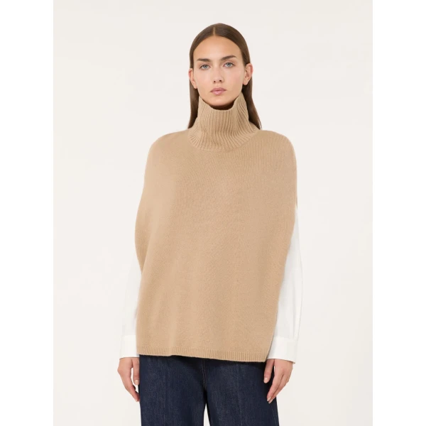 Max Mara Cashmere Turtleneck Cape in Camel | Coats | Coveti