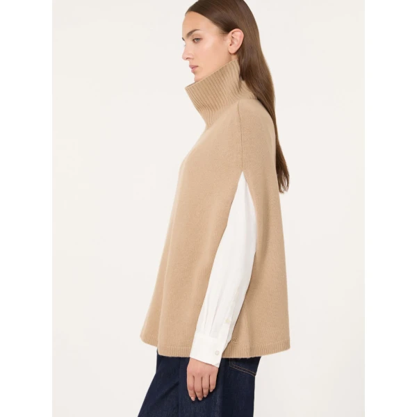 Max Mara Cashmere Turtleneck Cape in Camel | Coats | Coveti