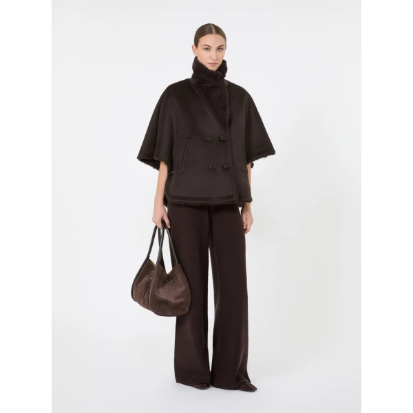 Max Mara Cashmere and Teddy Reversible Cape in Dark Brown | Coats | Coveti