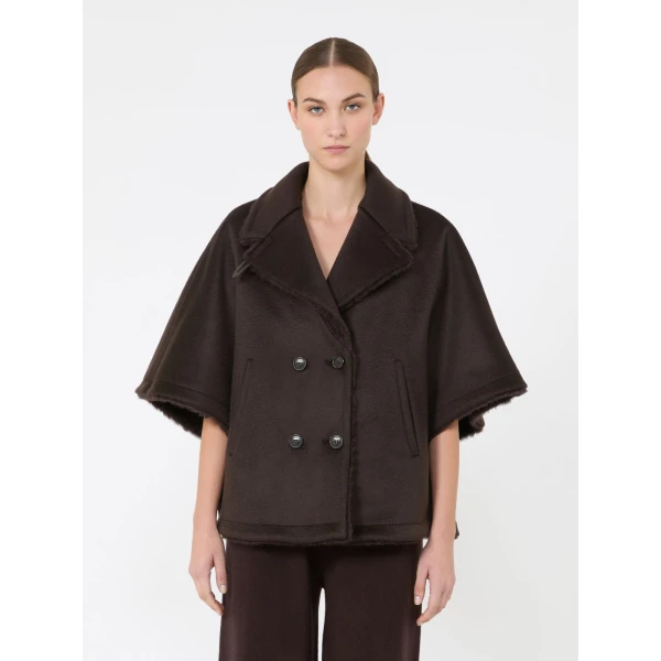 Max Mara Cashmere and Teddy Reversible Cape in Dark Brown | Coats | Coveti