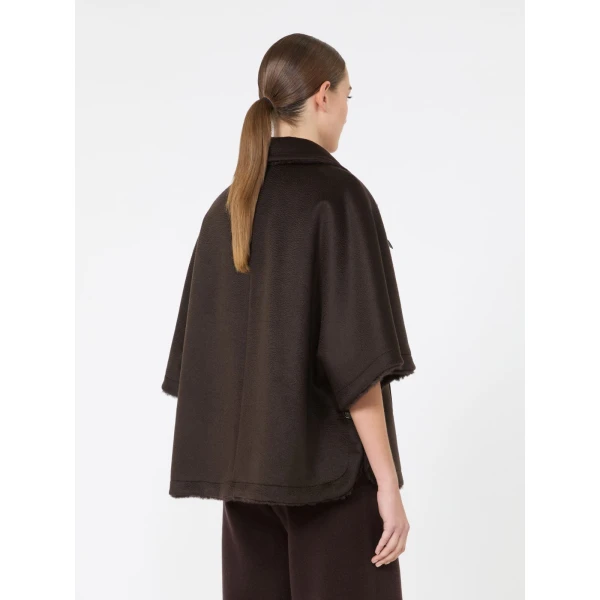 Max Mara Cashmere and Teddy Reversible Cape in Dark Brown | Coats | Coveti