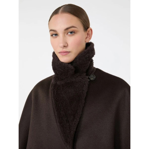 Max Mara Cashmere and Teddy Reversible Cape in Dark Brown | Coats | Coveti