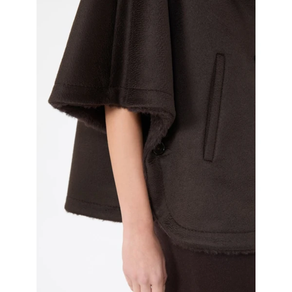 Max Mara Cashmere and Teddy Reversible Cape in Dark Brown | Coats | Coveti