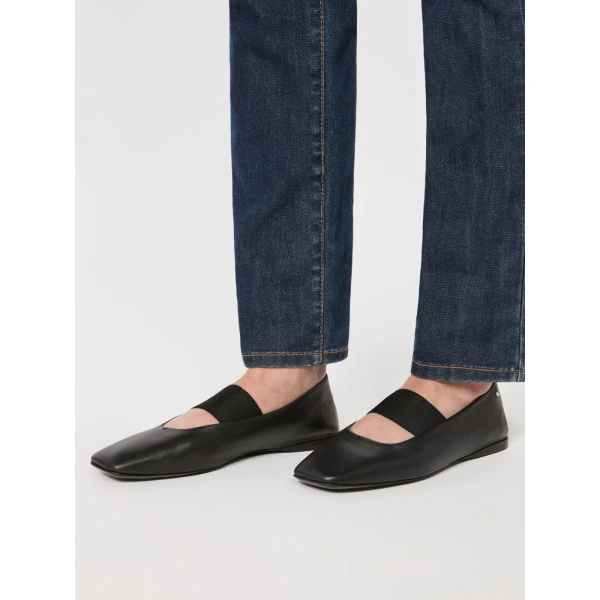Max Mara Caucaso Nappa Leather Ballet Flats in Black | Flats | Coveti