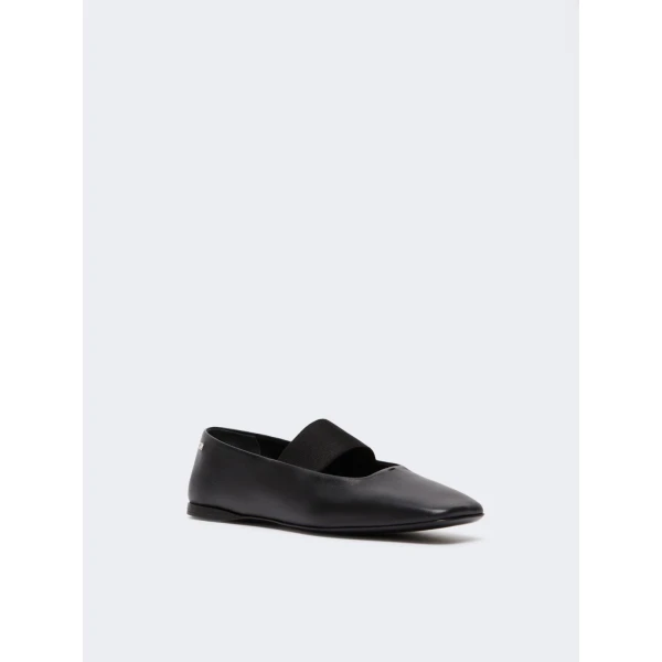 Max Mara Caucaso Nappa Leather Ballet Flats in Black | Flats | Coveti