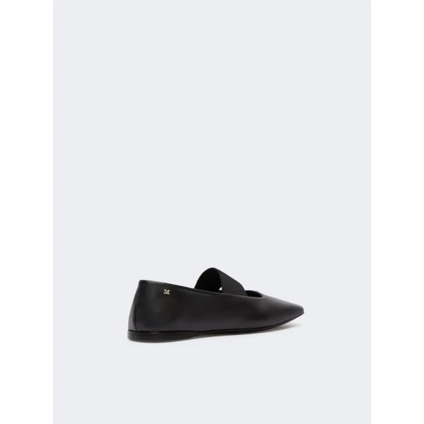 Max Mara Caucaso Nappa Leather Ballet Flats in Black | Flats | Coveti